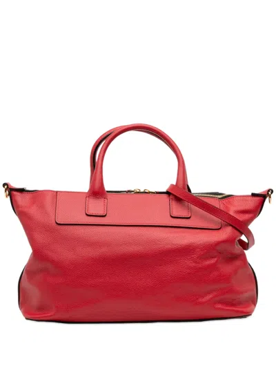 Pre-owned Marni 2015-2026 Leather Top Handle Zip Satchel In Red