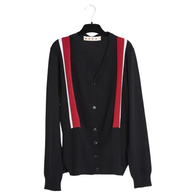Pre-owned Marni 2019 Gilet Tricolore Fr40 Resort Black Red White Wool Cardigan Uk12 Us8