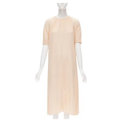 Pre-owned Marni 2019 Peach Pleated Collar Round Sleeve Short Sleeve Midi Dress It36 Xs In White