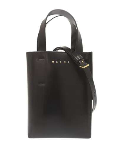 Pre-owned Marni 2019-2026 Nano Leather Museo Satchel In Black