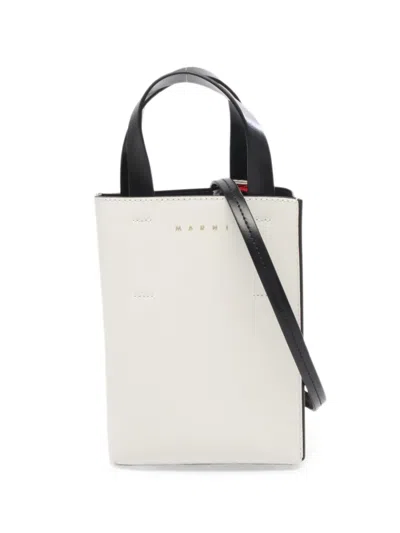 Pre-owned Marni 2020 Museo Nano Leather Tote Bag In White