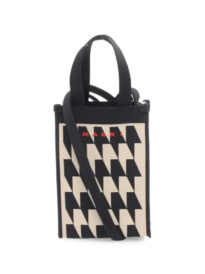 Pre-owned Marni 2020s Nano Shopping Knitted Tote Bag In Black