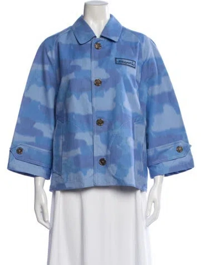 Pre-owned Marni 2023 Cloud Print Woven Cotton Jacket Jacket In Blue