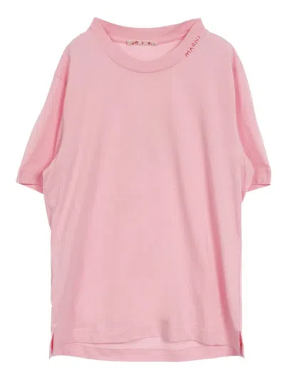 Pre-owned Marni 2024 Logo-embroidery T-shirt In Pink
