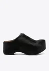 Marni 50 Long-hair Calfskin Clogs In Black