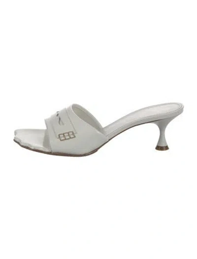 Pre-owned Marni 50mm Leather Slides In White