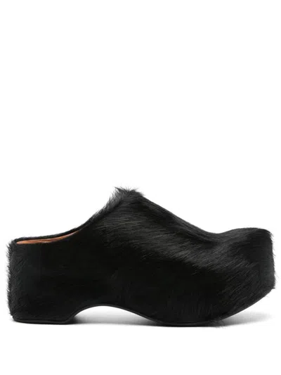 MARNI MARNI 50MM LONG-HAIR CALFSKIN CHUNKY SABOT