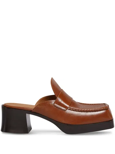 Marni 60mm Leather Mules In Brown