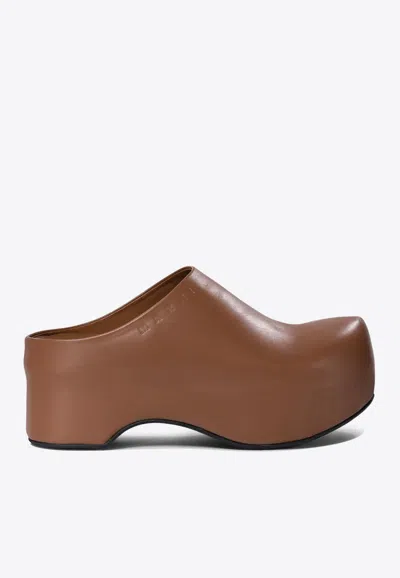 MARNI 65 LEATHER CHUNKY CLOG MULES