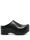 Marni Black Leather Chunky Sabot Clogs In 00n99 Black