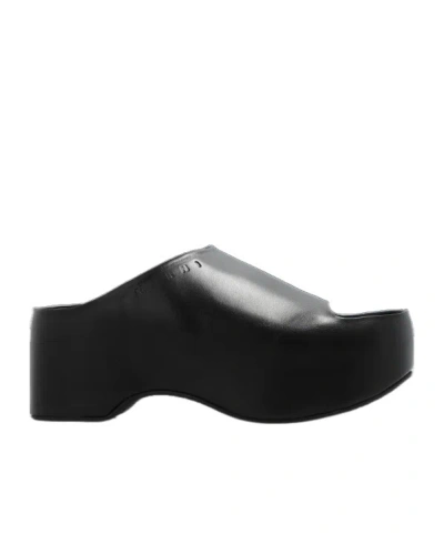 Marni 75mm Wedge Leather Sandals In Black