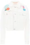 MARNI MARNI "CROPPED DENIM JACKET WITH FLOWER PATCHES AND EMBROIDERY"