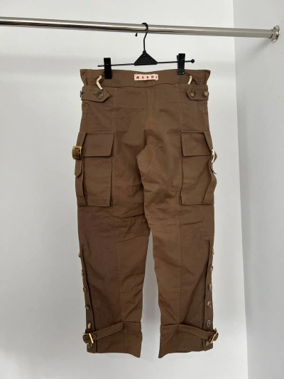 Pre-owned Marni 90's  Bondage Cargo Pants Gold Hardware In Khaki Brown