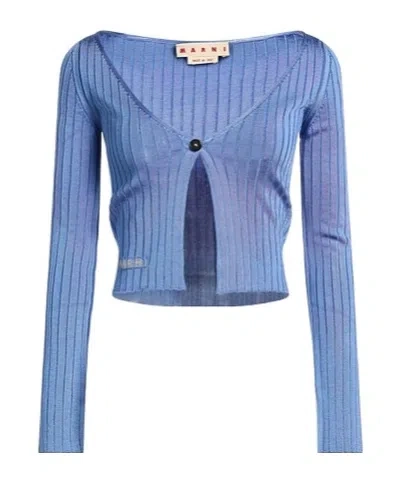 Marni A Lightweight Knitted Cardigan In Blue