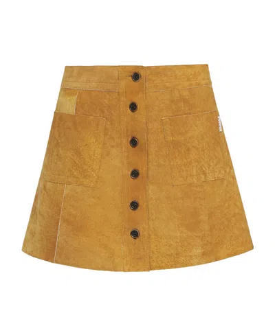 Marni A-line Buttoned Skirt In Brown