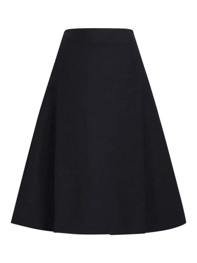 Marni A-line Cotton Midi Skirt In Black