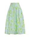 Marni A-line Floral-print Cotton Midi Skirt In Green