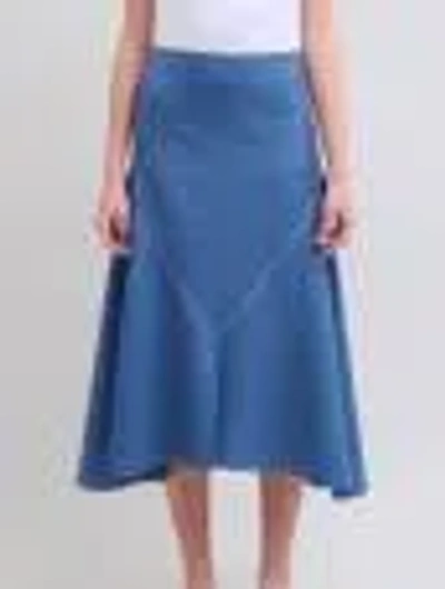 Marni Asymmetric Wool Midi Skirt In Blue