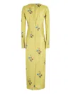 Marni Floral Embroidered Long Sleeve Dress In Yellow