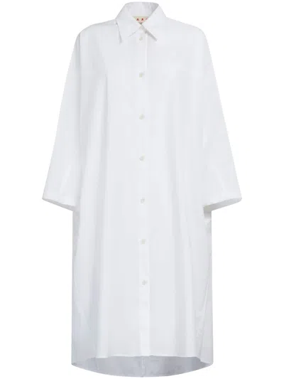 Marni Abito Chemisier Midi In White