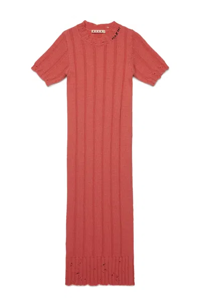 MARNI WOOL-BLEND LONG DRESS WITH BREAKS