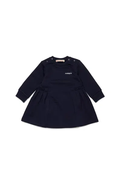 Marni Kids' Abito Midi In Felpa Con Balze In Black