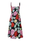 Marni Multicolor Dress With Flared Skirt And All-over Floral Motif In Multicolor