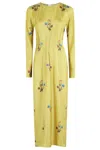 Marni Silk Dress With Long Sleeves And Embroidery In Yellow