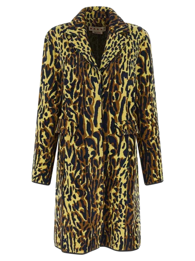 Marni Abstract Animal-print Virgin Wool Coat In Multi
