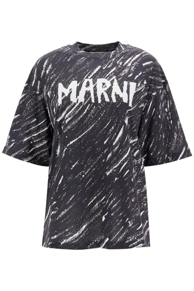 MARNI MARNI ABSTRACT PATTERN LOGO T-SHIRT WITH 