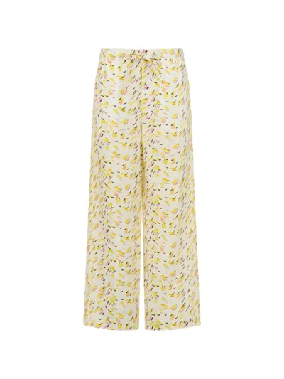 Marni Abstract Print Drawstring Palazzo Pants In Neutral