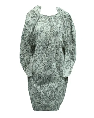 Marni Abstract Print Dress In Black And White Cotton In Blue