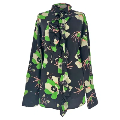 Pre-owned Marni Abstract Print Longsleeve Blouse In Multicolor Silk