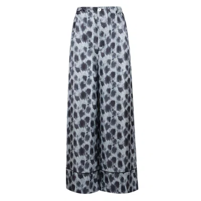 Marni Abstract Printed Wide-leg Trousers In Antique Silver