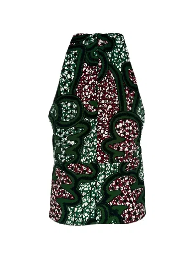 Pre-owned Marni Abstract-design Halter Top In Green