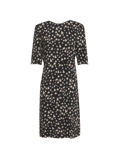 Pre-owned Marni Abstract-print Midi Dress In Blue