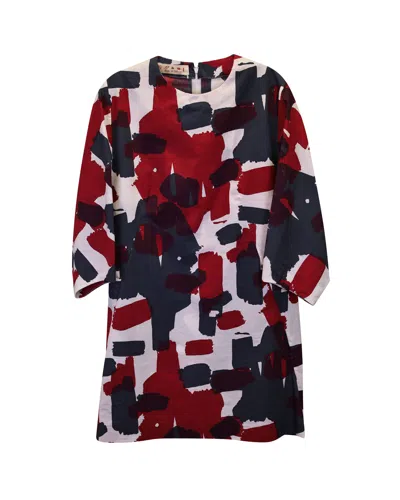 Pre-owned Marni Abstract-print Mini Dress In Multicolor Polyester