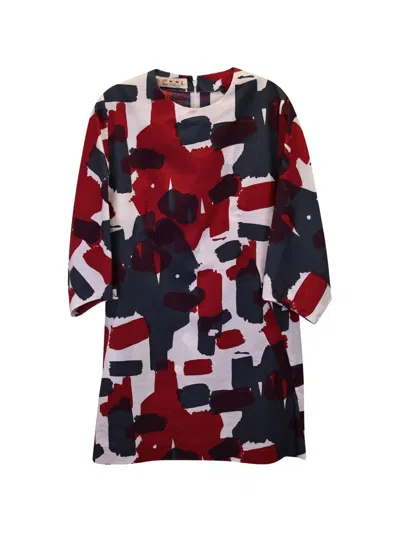 Pre-owned Marni Abstract-print Mini Dress In White