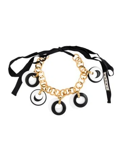 Pre-owned Marni Acetate & Fabric Disc Collar Necklace, 106" In Multicolor