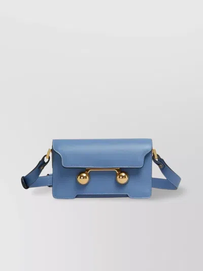 Marni Adjustable Calfskin Shoulder Bag With Studded Detail In Blue