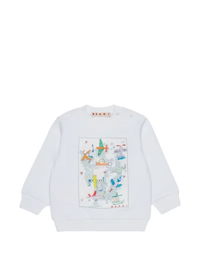 Marni Babies' Airplane-print Hoodie In White