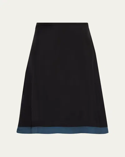 Marni A-line Satin Knee-length Skirt In Black
