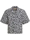 Marni Black And White Boxy Shirt With Pop Fields Motif In Black