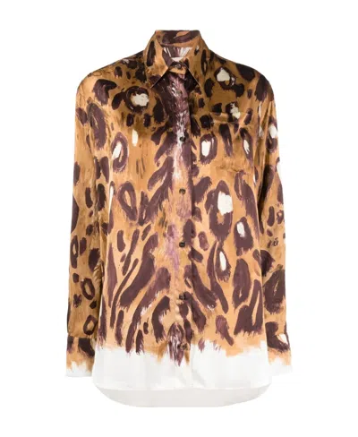 MARNI MARNI WILD BUNCH PRINTED SATIN LONG SHIRT