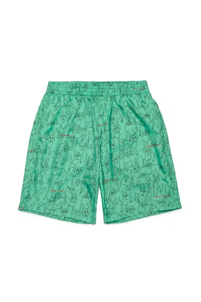 Marni Kids' Allover Boxer Swimming Costume Joy In Green