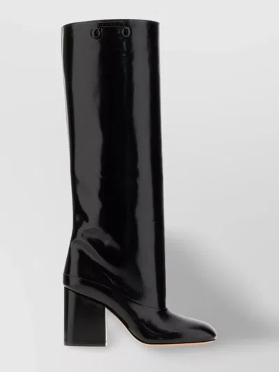 Marni Almond Toe Block Heel Knee Length Boots