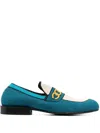 Marni Printed Knit Chain Moccasin Loafers In Blue