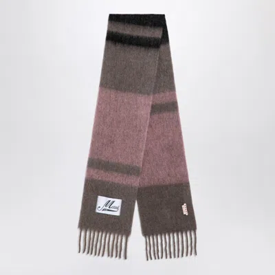 Marni Alpaca And Mohair Scarf With Stripes Prune Violet In Purple