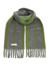 Marni Fringed Ends Striped Pattern Scarves In Gray