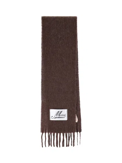 Marni Alpaca Blend Scarf In Brown